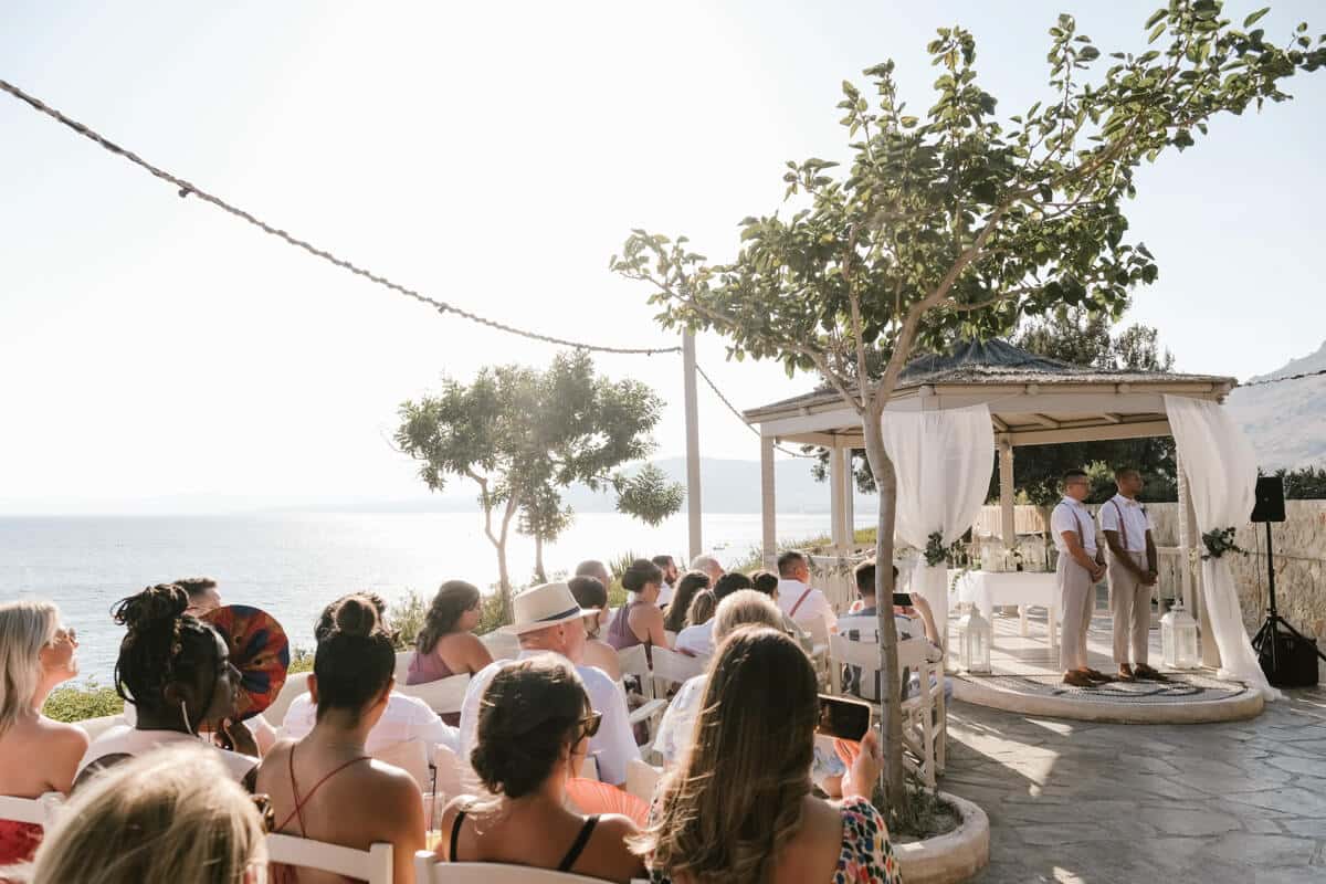 LGBTO+ couple summer wedding ceremony in Rhodes, Greece