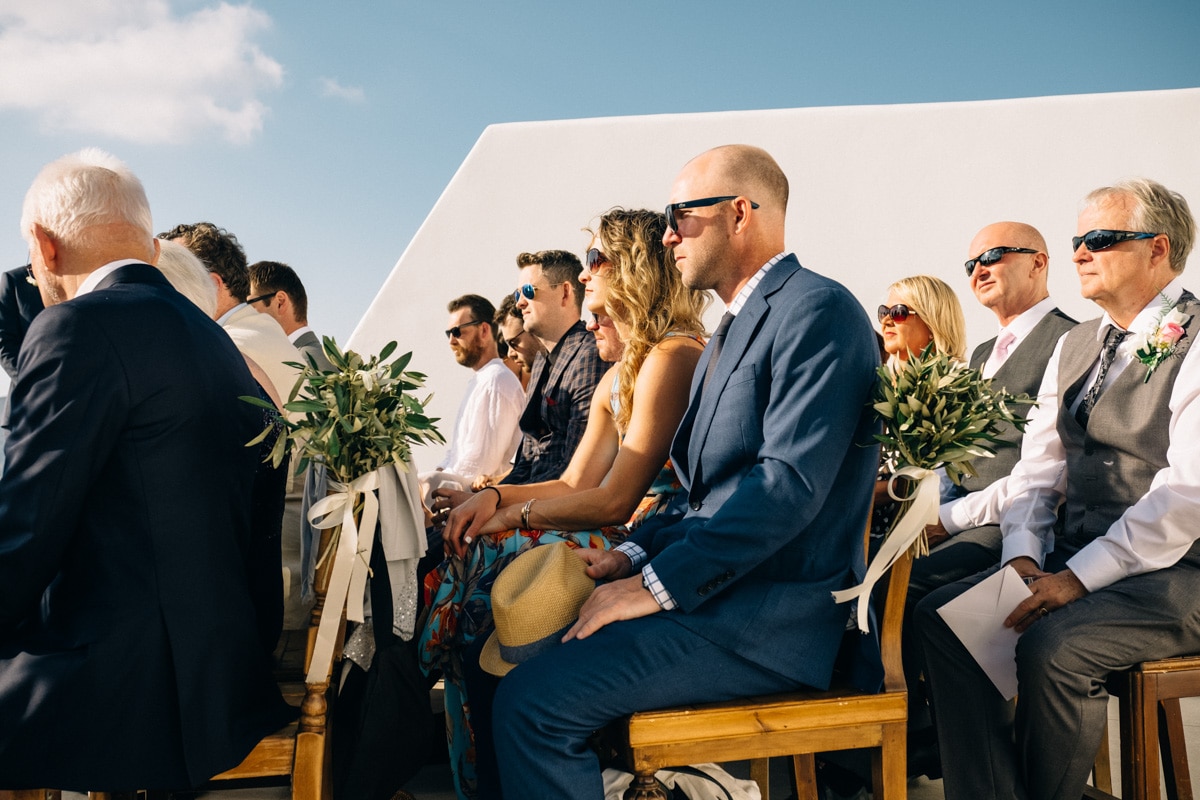 Santorini wedding guests at Cavo Tagoo