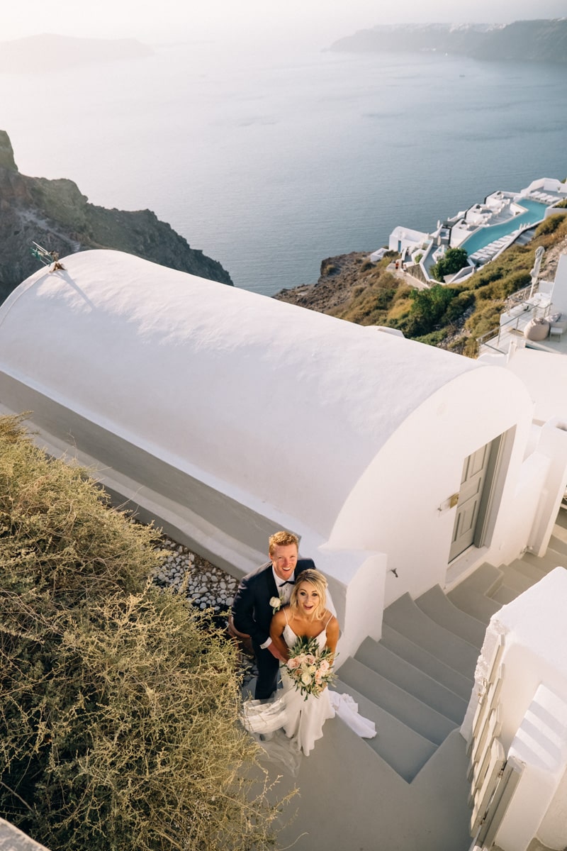 Santorini wedding couple portraits at Oia