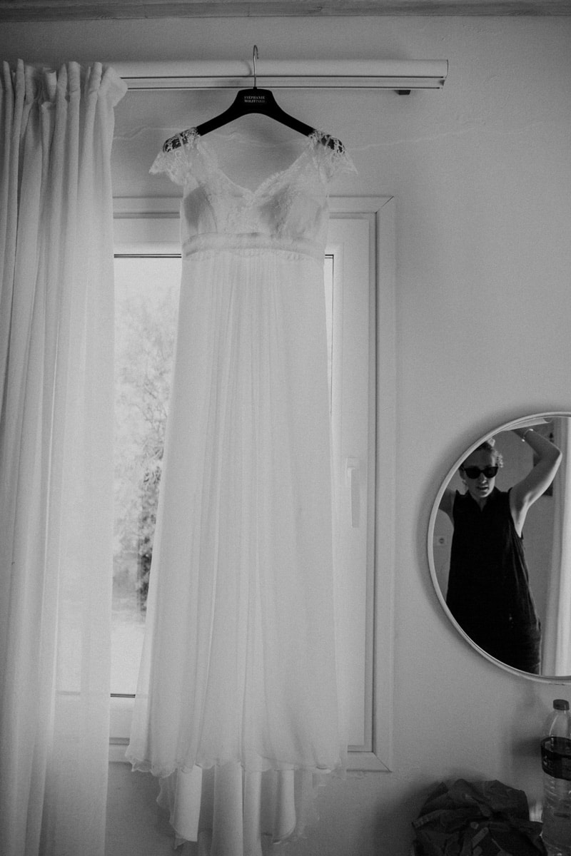 Syros wedding bridal dress in black and white